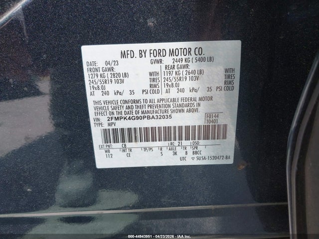 Aukcja sprzedaży 2023 Ford Edge Se, vin: 2FMPK4G90PBA32035, numer aukcji: 44943951