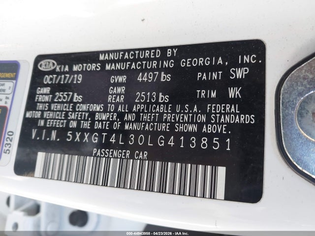 5XXGT4L30LG413851 KIA Optima S