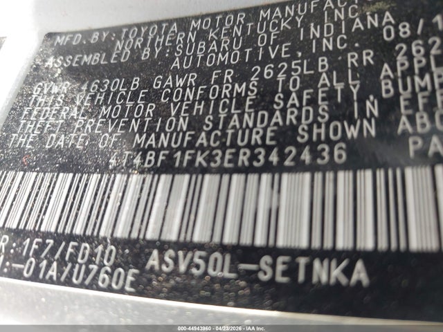 2014 Toyota Camry Le მანქანა იყიდება აუქციონზე, vin: 4T4BF1FK3ER342436, აუქციონის ნომერი: 44943960