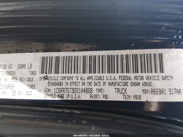 Aukcja sprzedaży 2016 Ram 1500 Big Horn, vin: 1C6RR7GT9GS104868, numer aukcji: 44943976
