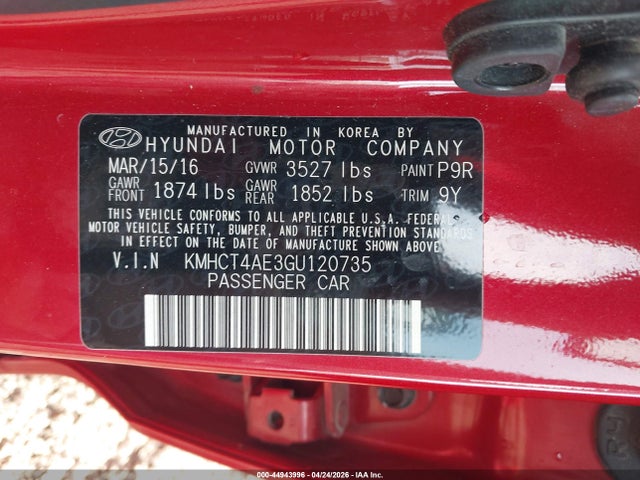 Продаж на аукціоні авто 2016 Hyundai Accent Se, vin: KMHCT4AE3GU120735, номер лоту: 44943996