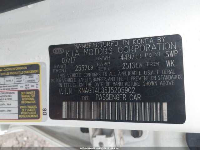 Продаж на аукціоні авто 2018 Kia Optima Lx, vin: KNAGT4L35J5205902, номер лоту: 44944007