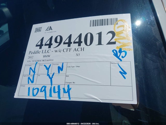 Продажа на аукционе авто 2012 Bmw X5 Xdrive35d, vin: 5UXZW0C58CL669910, номер лота: 44944012