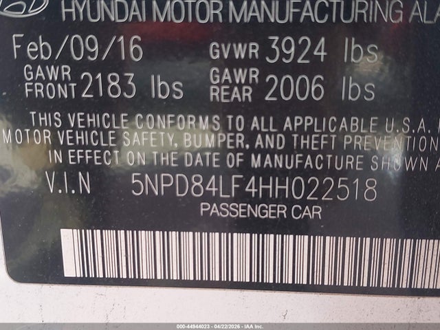 Hyundai ELANTRA SE 2017 5NPD84LF4HH022518 Image 9