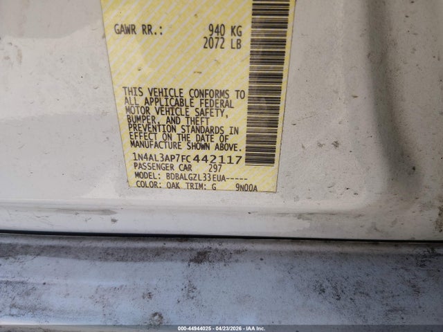 1N4AL3AP7FC442117 Nissan Altima 2.5/2.5 S/2.5 Sl/2.5 Sv