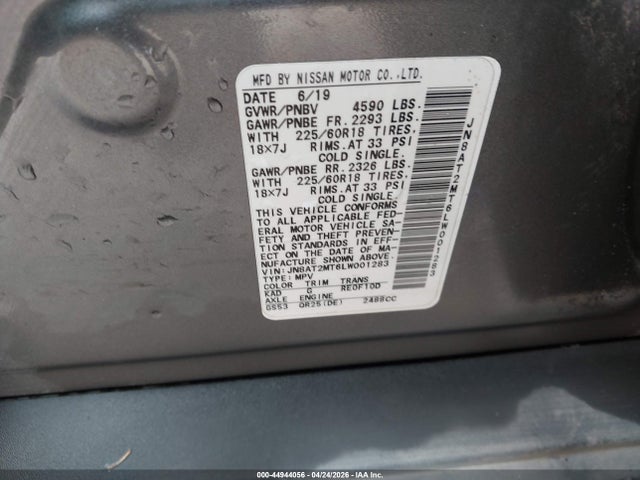 Продажа на аукционе авто 2020 Nissan Rogue Sv Fwd, vin: JN8AT2MT6LW001283, номер лота: 44944056