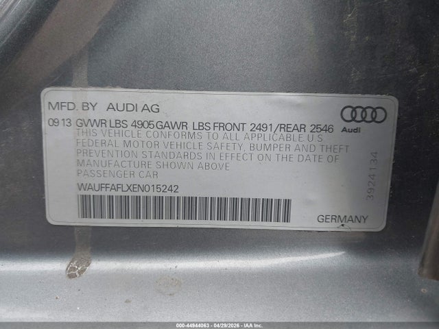 Продаж на аукціоні авто 2014 Audi A4 2.0t Premium, vin: WAUFFAFLXEN015242, номер лоту: 44944063