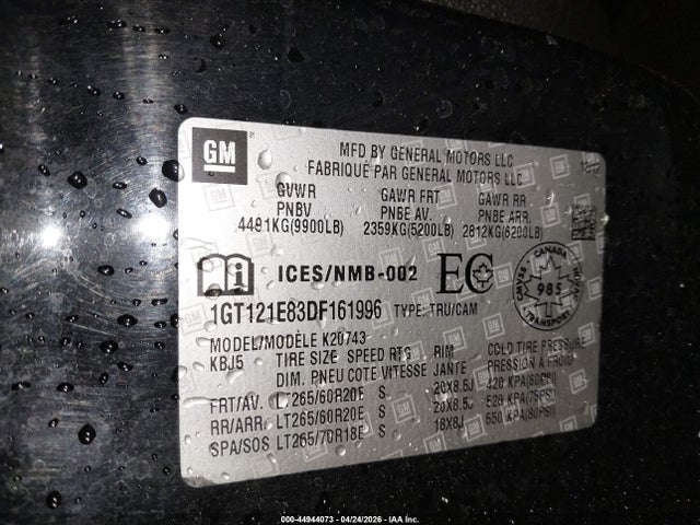 44944073 :رقم المزاد ، 1GT121E83DF161996 vin ، 2013 Gmc Sierra 2500hd Slt مزاد بيع