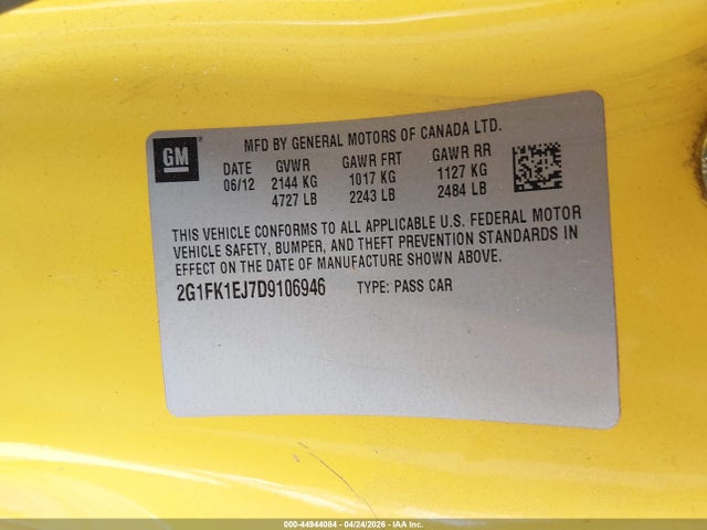 2013 Chevrolet Camaro 2ss მანქანა იყიდება აუქციონზე, vin: 2G1FK1EJ7D9106946, აუქციონის ნომერი: 44944084