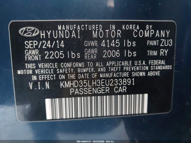 KMHD35LH3EU233891 Hyundai ELANTRA GT