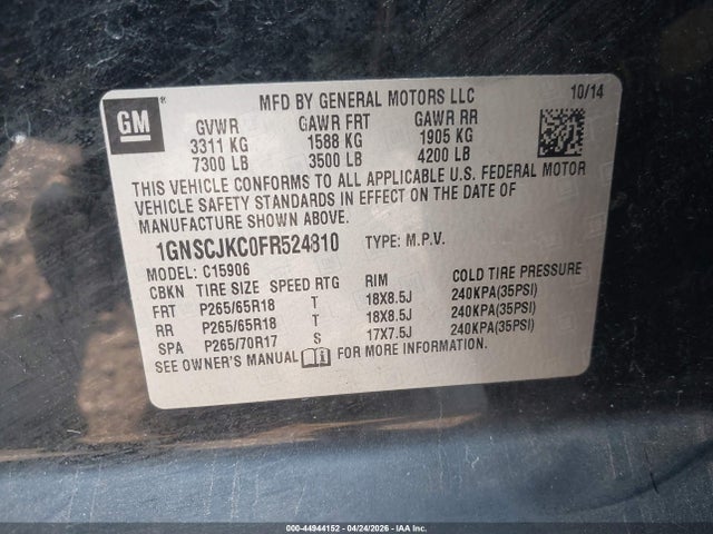 Chevrolet Suburban 1500 Lt 2015 1GNSCJKC0FR524810 Image 9