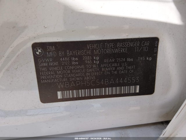 Продаж на аукціоні авто 2011 Bmw 328i, vin: WBAPH5C54BA444553, номер лоту: 44944187