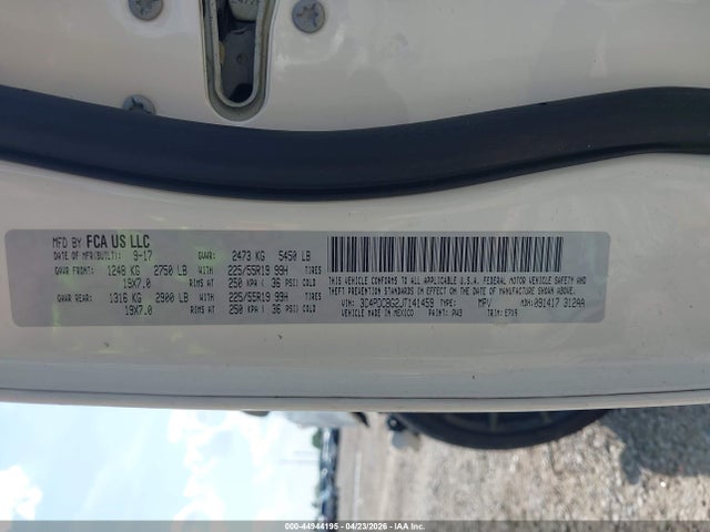 2018 Dodge Journey Sxt მანქანა იყიდება აუქციონზე, vin: 3C4PDCBG2JT141459, აუქციონის ნომერი: 44944195