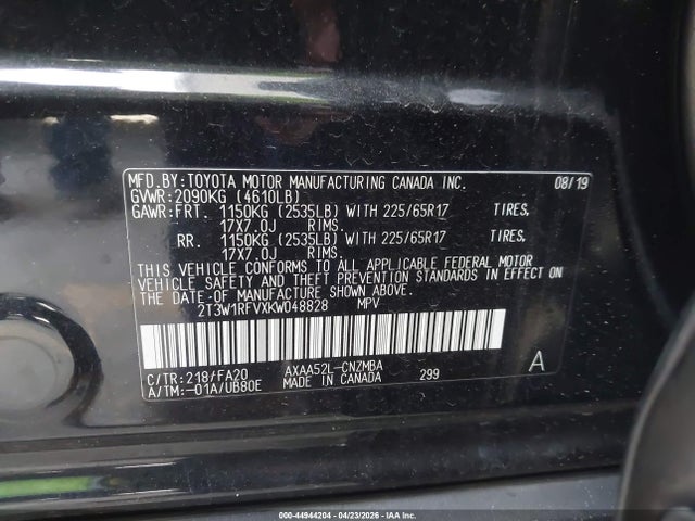 Toyota Rav4 Xle 2019 2T3W1RFVXKW048828 Image 9