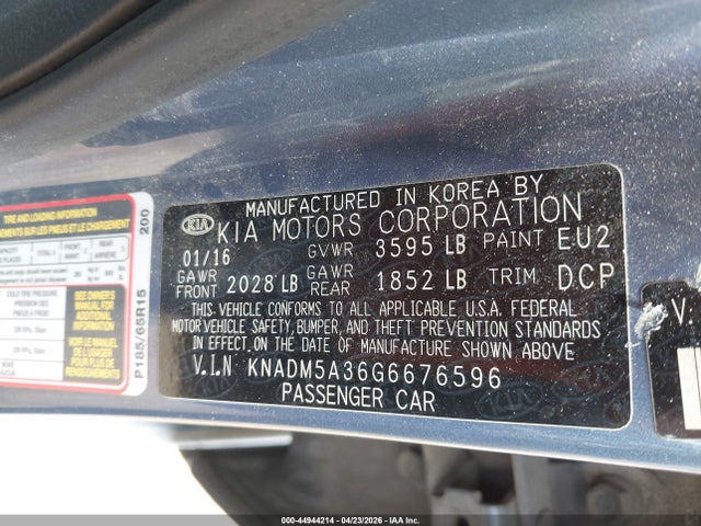 KNADM5A36G6676596 KIA RIO LX