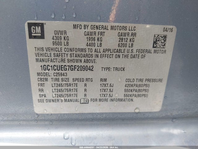 Chevrolet Silverado 2500hd Wt 2016 1GC1CUEG7GF209042 Image 9