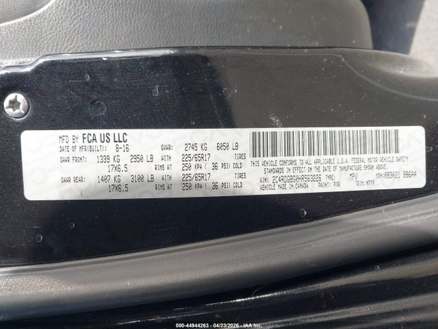 44944263 :رقم المزاد ، 2C4RDGBG0HR563226 vin ، 2017 Dodge Grand Caravan Se Plus مزاد بيع