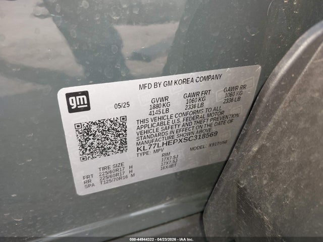Aukcja sprzedaży 2025 Chevrolet Trax Fwd Lt, vin: KL77LHEPXSC318569, numer aukcji: 44944322