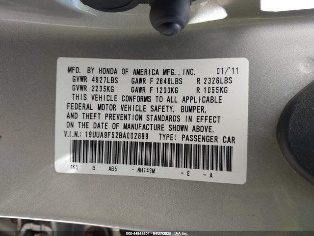 Aukcja sprzedaży 2011 Acura Tl 3.7, vin: 19UUA9F52BA002899, numer aukcji: 44944401