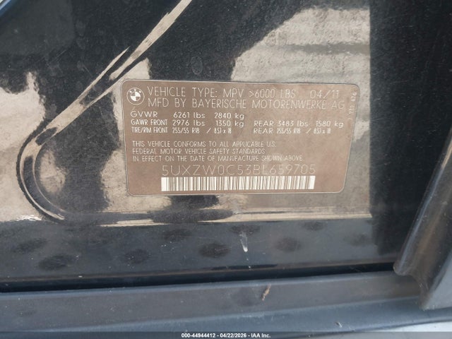 2011 Bmw X5 Xdrive35d მანქანა იყიდება აუქციონზე, vin: 5UXZW0C53BL659705, აუქციონის ნომერი: 44944412