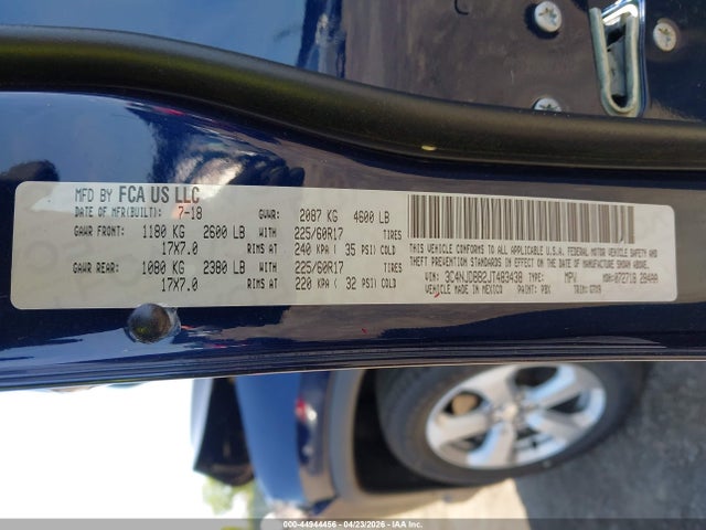 Aukcja sprzedaży 2018 Jeep Compass Latitude 4x4, vin: 3C4NJDBB2JT483438, numer aukcji: 44944456