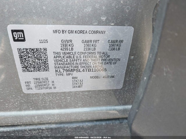 KL79MPSL4TB110065 Chevrolet Trailblazer Fwd Lt