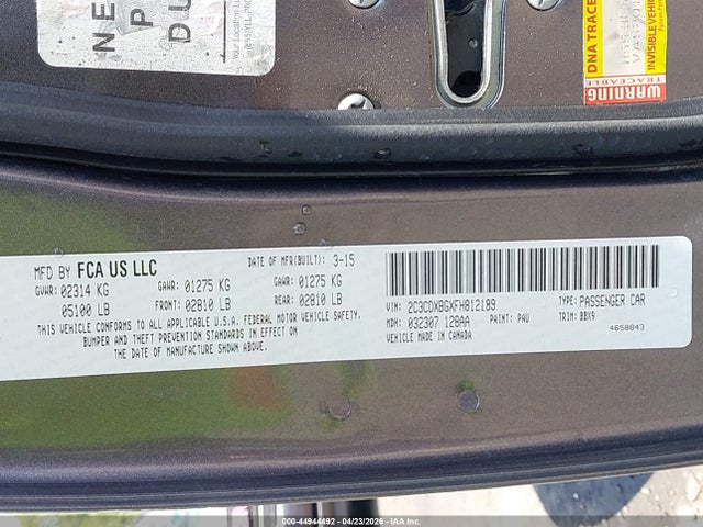44944492 :رقم المزاد ، 2C3CDXBGXFH812189 vin ، 2015 Dodge Charger Se مزاد بيع