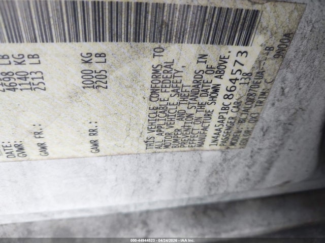 44944523 :رقم المزاد ، 1N4AA5AP1BC864573 vin ، 2011 Nissan Maxima 3.5 S مزاد بيع