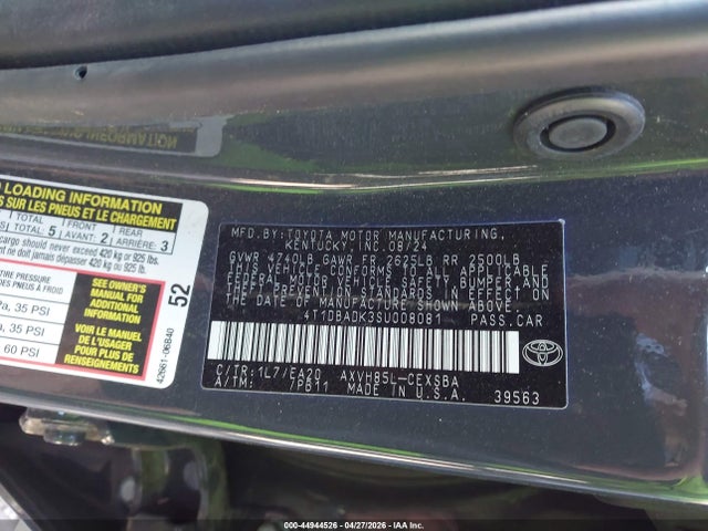 Продаж на аукціоні авто 2025 Toyota Camry Se, vin: 4T1DBADK3SU008081, номер лоту: 44944526