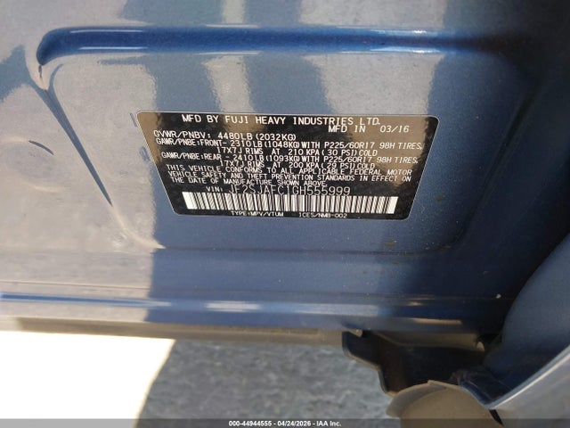 2016 Subaru Forester 2.5i Premium მანქანა იყიდება აუქციონზე, vin: JF2SJAFC1GH555999, აუქციონის ნომერი: 44944555