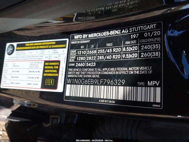 44944562 :رقم المزاد ، W1N0G6EB9LF796329 vin ، 2020 Mercedes-benz Amg Glc 43 4matic مزاد بيع