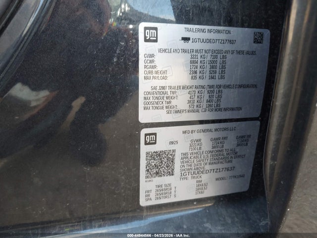 44944566 :رقم المزاد ، 1GTUUDED7TZ177637 vin ، 2026 Gmc Sierra 1500 مزاد بيع
