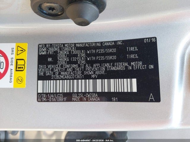 Aukcja sprzedaży 2016 Lexus Rx 350 F Sport, vin: 2T2BZMCA8GC013651, numer aukcji: 44944567