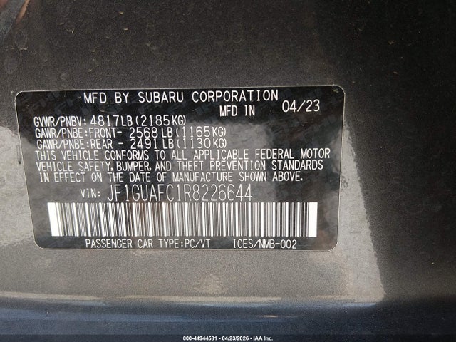 Продаж на аукціоні авто 2024 Subaru Impreza Sport 5-door, vin: JF1GUAFC1R8226644, номер лоту: 44944581