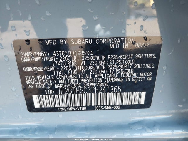 Продажа на аукционе авто 2023 Subaru Crosstrek Sport, vin: JF2GTHSC3PH241365, номер лота: 44944601