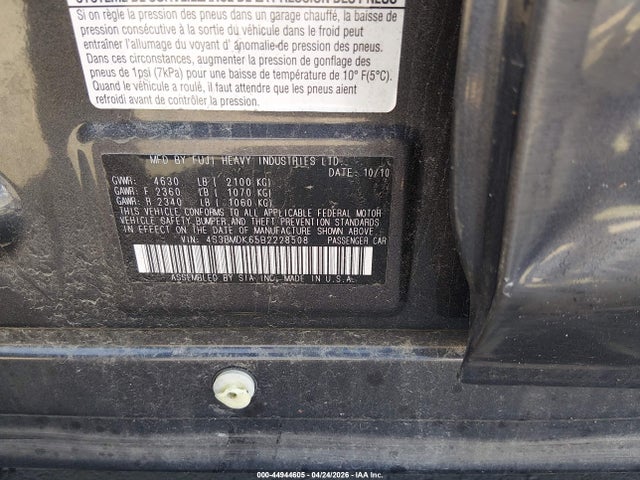 Продаж на аукціоні авто 2011 Subaru Legacy 3.6r Limited, vin: 4S3BMDK65B2228508, номер лоту: 44944605