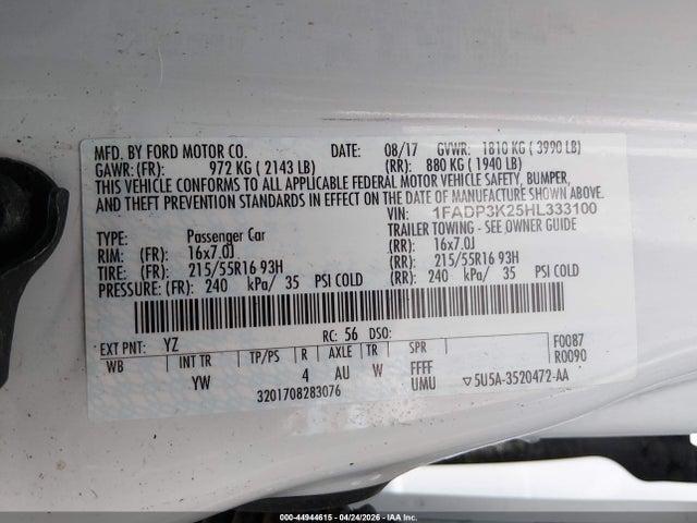 Ford FOCUS SE 2017 1FADP3K25HL333100 Image 9