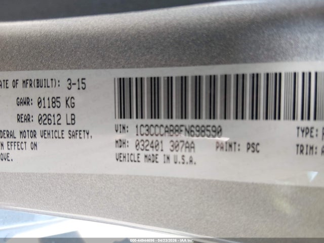 Продаж на аукціоні авто 2015 Chrysler 200 Limited, vin: 1C3CCCAB8FN698590, номер лоту: 44944696