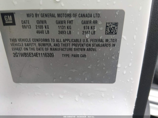 Продаж на аукціоні авто 2014 Chevrolet Impala Limited Lt, vin: 2G1WB5E34E1116309, номер лоту: 44944749