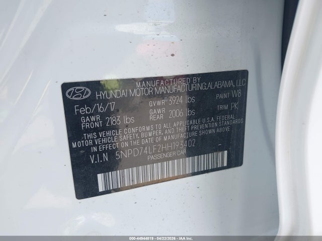 Hyundai ELANTRA SE 2017 5NPD74LF2HH193402 Image 9