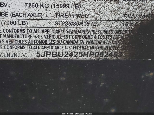 44944866 :رقم المزاد ، 5JPBU2425HP052463 vin ، 2017 Other Other مزاد بيع