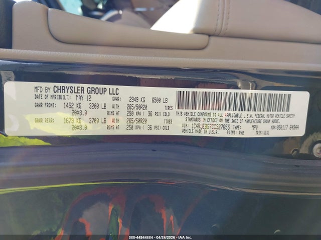 44944884 :رقم المزاد ، 1C4RJEBG7CC327655 vin ، 2012 Jeep Grand Cherokee Limited مزاد بيع