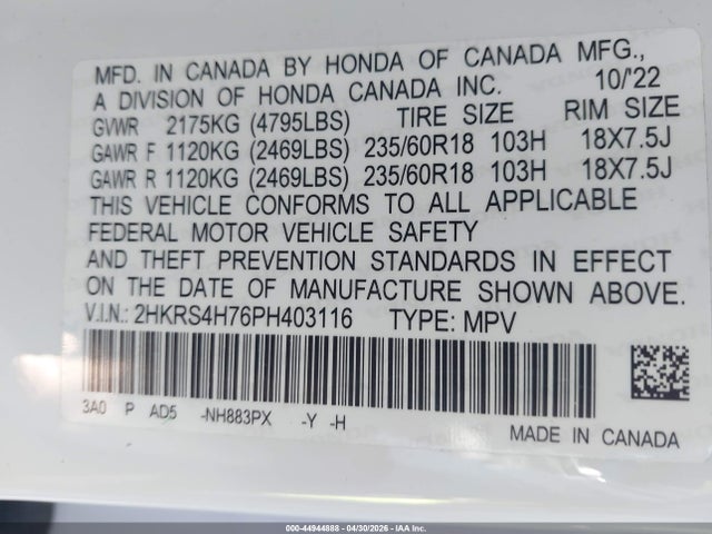 Honda Cr-v Ex-l Awd 2023 2HKRS4H76PH403116 Image 9