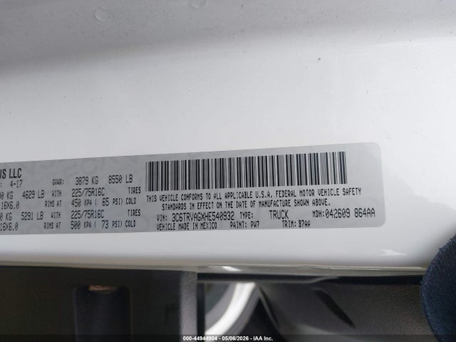 3C6TRVAGXHE540932 RAM Promaster 1500 Low Roof 136 Wb