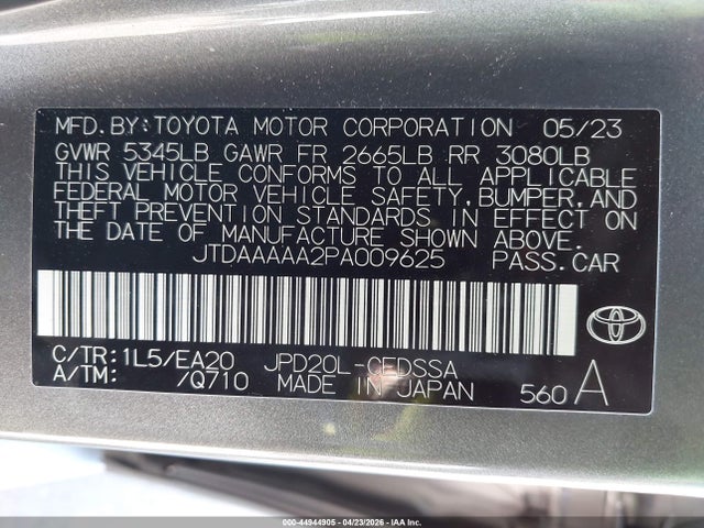 Toyota Mirai Xle 2023 JTDAAAAA2PA009625 Image 9