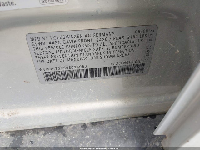 Продаж на аукціоні авто 2009 Volkswagen Passat Komfort, vin: WVWJK73C59E024050, номер лоту: 44944950