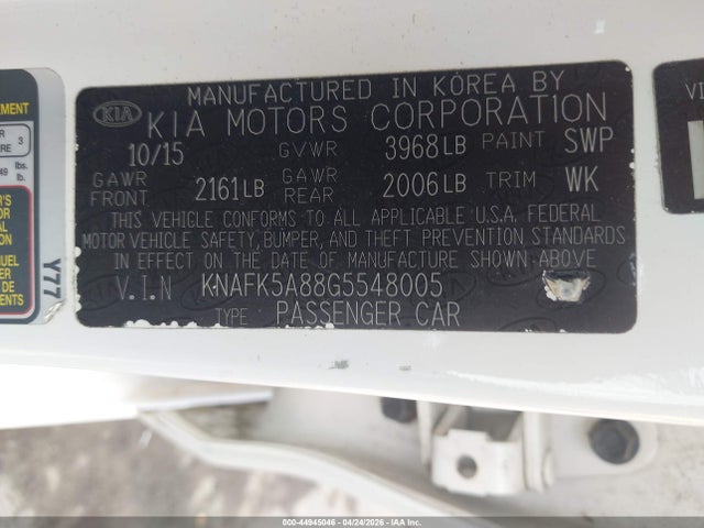 44945046 :رقم المزاد ، KNAFK5A88G5548005 vin ، 2016 Kia Forte Lx مزاد بيع