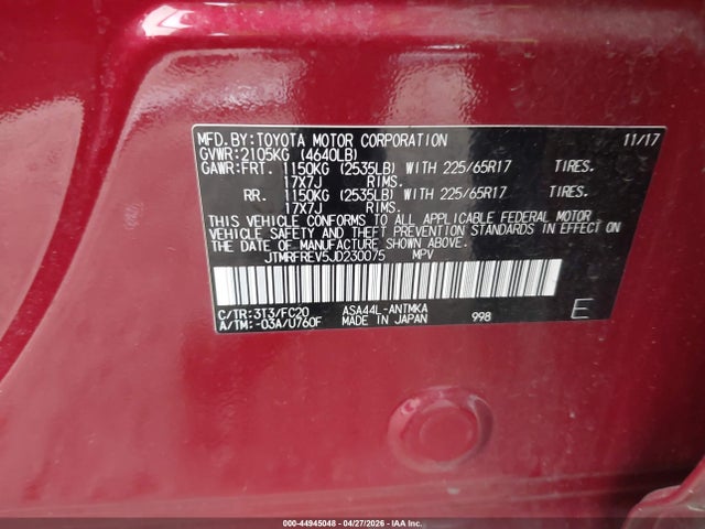 Toyota Rav4 Xle 2018 JTMRFREV5JD230075 Image 9
