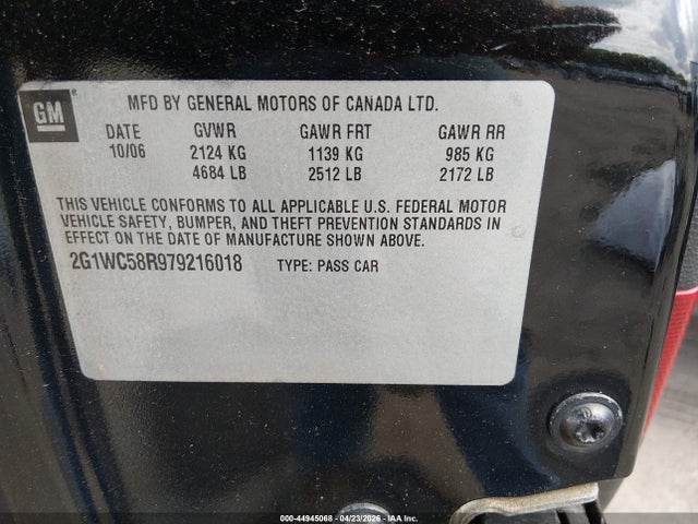 Продаж на аукціоні авто 2007 Chevrolet Impala Lt, vin: 2G1WC58R979216018, номер лоту: 44945068