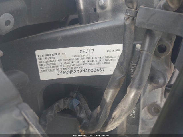 Aukcja sprzedaży 2017 Yamaha Fz09 C, vin: JYARN53Y9HA000457, numer aukcji: 44945072